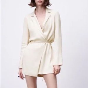 Zara Satin Effect Wrap Blazer Dress Size XS NWT